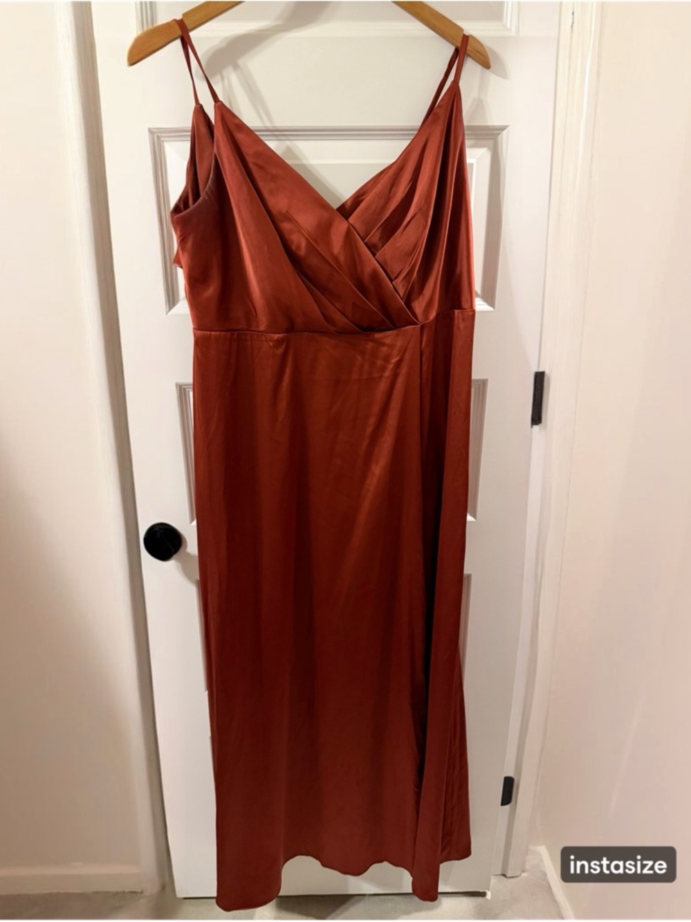 Spaghetti-Strap Floor-Length Bridesmaid Dress in Rust